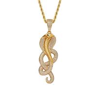HYHJYMG Bijoux Hip Hop Iced Out Cobra Snake Pendant Collier Micro-Plaque plaqué Simulate Diamond Animal Amours Bijoux pour Hommes Femmes Bijoux pour Filles