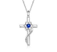 HYHJYMG Bijoux Sterling Argent Opale Croix Croix Pendentif baptême Bijoux Première Communion Cadeaux pour Femmes Bijoux pour Filles pour Filles