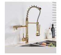 HYHJYMG Blackend Spring Kitchen Robinet Tire Sort Sapetteur latéral Double bouffée de mixage à Manche Unique Robinet de lavabo 360 Rotation Rotation FAUCETS (Gold)