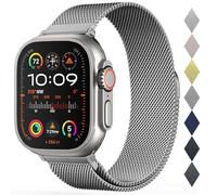 HYHJYMG Boucle milanaise en acier inoxydable pour bracelet 42/44/45/49/38/40/41 mm pour homme et femme, fermoir magnétique en maille de rechange pour bracelets iWatch Ultra Series 9 8 7 SE 6 5 4 3 2 1