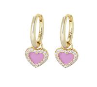 HYHJYMG Boucles d'oreilles en argent sterling 925, boucles d'oreilles en forme de cœur rose pour femme, boucles d'oreilles pendantes en oxyde de zirconium scintillant, boucles d'oreilles en peluche