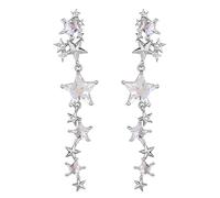 HYHJYMG Boucles d'oreilles en vergot de Crystal Long Star pour femmes 925 Poste de poteau argent sterling 14k plaque d'or
