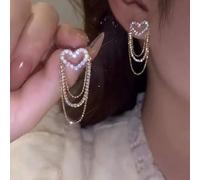 HYHJYMG Boucles d'oreilles longues glonilles en cristal pour femmes boucles d'oreilles géométriques