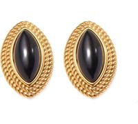 HYHJYMG Boucles d'oreilles marquises à marquise en or 18K pour femmes - boucles d'oreilles tragus hypoallergéniques en obsidienne, olive, rouge et blanc | Bijoux de style vintage français,