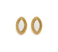 HYHJYMG Boucles d'oreilles marquises à marquise en or 18K pour femmes - boucles d'oreilles tragus hypoallergéniques en obsidienne, olive, rouge et blanc | Bijoux de style vintage français,