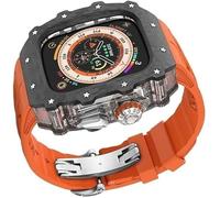 HYHJYMG Bracelet de montre en caoutchouc et silicone transparent en fibre de carbone, pour séries 9/8/7/6/5/4/SE, bracelet sport de luxe en silicone + kit de boîtier en fibre de carbone, pour