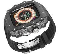 HYHJYMG Bracelet de montre en caoutchouc transparent en fibre de carbone pour les séries 9/8/7/6/5/4/se, kit de bracelet de sport de luxe en silicone + boîtier en fibre de carbone, pour accessoires de