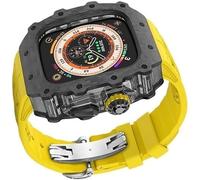 HYHJYMG Bracelet de montre en caoutchouc transparent en fibre de carbone pour les séries 9/8/7/6/5/4/se, kit de bracelet de sport de luxe en silicone + boîtier en fibre de carbone, pour accessoires de