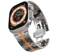 HYHJYMG Bracelet en acier inoxydable pour Ultra 2 bandes de 49 mm, 45 mm, 44 mm, 42 mm, bracelet en métal avec fermoir déployant pour séries 9 8 7 6 5 4 3 2 1 Ultra/Ultra 2 pour homme, 42/44/45/49mm