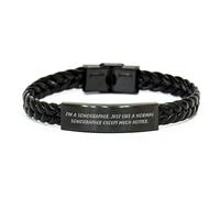 HYHJYMG Cadeau, Bracelet en Cuir tressé Plus Chaud Que Normal pour l'anniversaire, Bijoux en Cuir Unique d'amis, collègues ou Famille, Petit, Cuir, Pas de Pierre précieuse