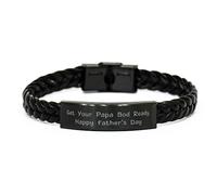 HYHJYMG Cadeaux de Papa Mignons, préparez Votre Papa. Bracelet en Cuir tressé Heureux, Aiment pour père, Bracelet gravé de sa Fille, idées Cadeaux pour Fils, Cadeaux pour Un Fils Adolescent, Cadeau