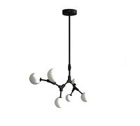 HYHJYMG Chandelier Nordique réglable 6 Éclairage Pendentif au Milieu du siècle Assayeur de Plafond en Fer pour la Salle à Manger de Cuisine Salon, Or, 8 luminaire (Noir, 5 lumières)