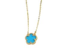HYHJYMG Collier de trèfle à Quatre Feuilles Brillant pour Femmes Filles, Pendentif de trèfle de Fleur coloré, Fleur de Prune, Collier de trèfle à 4 Feuilles, Collier Alhambra, Collier de trèfle