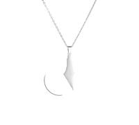 HYHJYMG Collier israélien 925 Serling Silver Israël Palestine Carte Pendant Collier Land Colliers Géographie Colliers pour Femmes Bijoux Gift en Gros - Collier Israël, apportez-Les