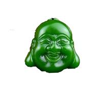 HYHJYMG Collier Pendentif en Jade Vert Feng Shui Naturel pour Femmes, véritable Jaspe de Yoga, tête de Bouddha Maitreya