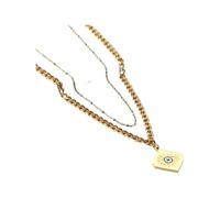 HYHJYMG Collier pour Les Yeux diaboliques pour Les Hommes et Les Femmes, 925 Sterling Silver Lucky Evil Eye Pendant Collier Layer Collier Collier de Tour de Cou, Collier Evil Eye Gold, Tour de Cou