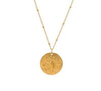 HYHJYMG Colliers du Zodiaque pour Les Femmes et Les Filles, 12 Colliage de Constellation du Zodiaque, amulette, Pendentif de Monnaie Rond plaqué Vintage, Collier Saturne, Gémeaux, Bélier, Poissons,