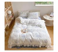 HYHJYMG Ensemble de literie à Quatre pièces Quatre pièces Shabby Chic 100% Coton Bleu Fleurs Motif de literie Blanche Compatible avec Les Filles Soft Worelcases Queen King 4pcs (Couleur: King 4pcs,