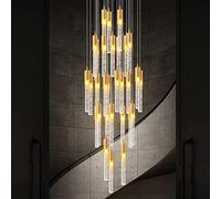 HYHJYMG Escalier européen Post-Moderne Long Chandelier Crystal Villa Duplex Building Light Luxury Fashion Rotary Rotary Rotary Rotary Red Lampe (Longueur de Ligne personnalisée) (Couleur: