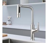 HYHJYMG Évier de Cuisine Taps avec pulvérisation Spray tournant Chaud et Eau Froide en Laiton à Main Unique-Chrome plaqué