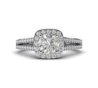 HYHJYMG Femmes en Argent Sterling Solide simulé 1,0ctw Brillant Rond de Diamant de Diamant Anneau de fiançailles Forme de Coussin Halo