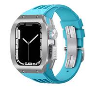 HYHJYMG Fluororubber STRAP Titanium Alloy Case Watch Mod Kit , pour 44 mm 45 mm 8 7 SE 6 5 4 4 SERIE MONTRE MONTRE LURME DE LUXE MOIDIA