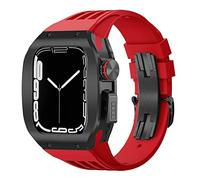 HYHJYMG Fluororubber STRAP Titanium Alloy Case Watch Mod Kit , pour 44 mm 45 mm 8 7 SE 6 5 4 4 SERIE MONTRE MONTRE LURME DE LUXE MOIDIA