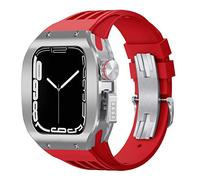 HYHJYMG Fluororubber STRAP Titanium Alloy Case Watch Mod Kit , pour 44 mm 45 mm 8 7 SE 6 5 4 4 SERIE MONTRE MONTRE LURME DE LUXE MOIDIA