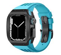HYHJYMG Fluororubber STRAP Titanium Alloy Case Watch Mod Kit , pour 44 mm 45 mm 8 7 SE 6 5 4 4 SERIE MONTRE MONTRE LURME DE LUXE MOIDIA