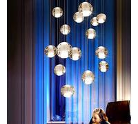 HYHJYMG G4 G4 Crystal LED Chandelier Ball Lampe d'escalier de Salon Décoration de la Cuisine Suspension de Chambre à Coucher Suspension (lumière trichromatique) (Taille: 26 L