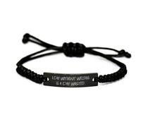 HYHJYMG Gifts de soudage pour Hommes Femmes, Une journée sans soudage est Une journée gaspillée, Un Bracelet de Corde Noir de soudage Unique, Bracelet gravé à partir de