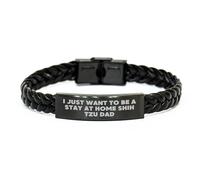 HYHJYMG Idées de Cadeaux drôles Shih Tzu Dad - Je Veux Juste être Un séjour à la Maison Shih Tzu Dad Breded Leather Bracelet pour l'anniversaire, des Cadeaux Uniques pour Les Amateurs de Shih