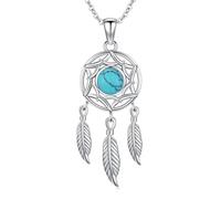 HYHJYMG Jewelry Dream Catcher Sterling Silver Moonstone/Turquoise Dream Catcher Pendant S Butterfly Feather Sleat