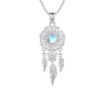 HYHJYMG Jewelry Dream Catcher Sterling Silver Moonstone/Turquoise Dream Catcher Pendant S Butterfly Feather Sleat