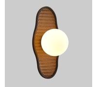 HYHJYMG Lamp Rattan Lamp FARMAHON Sconce Retro avec OBEI Globe Grey, Entrée du Couloir du Salon 13in Éclairage Mural tissé Vintage Moderne, Base G9