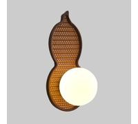 HYHJYMG Lamp Rattan Lamp FARMAHON Sconce Retro avec OBEI Globe Grey, Entrée du Couloir du Salon 13in Éclairage Mural tissé Vintage Moderne, Base G9