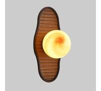 HYHJYMG Lamp Rattan Lamp FARMAHON Sconce Retro avec OBEI Globe Grey, Entrée du Couloir du Salon 13in Éclairage Mural tissé Vintage Moderne, Base G9