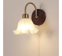 HYHJYMG Lampe Antique Fleur du Milieu du siècle Milk Verre Sronce Vintage Gold Bathroom Vanité Light Over Mirror Wood Wood Murd Murd Mur