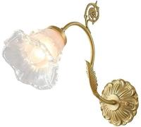 HYHJYMG Lampe Fleur légère en Laiton brossé Verre Lait de Lait Antique Or Mid siècle monté Nordique Moderne Applique Florale en Chariot à col de Bouche à la Ferme pour la Salle de Chambre à Coucher