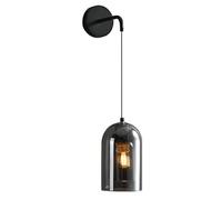 HYHJYMG Lampe Noire, Applique Industrielle en intérieur du Milieu du siècle Lumière avec fumée en Verre Gris Gris Ferme Vintage Lampe Murale en Or Ambre monté pour Le Salon de Chambre à Coucher