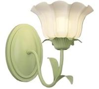 HYHJYMG Light 2 Light Room Wall Murce Sconce Tulip Milk Glass Fleur Mural Mall Moubed Lampe Double Lampe Vanité Lumière sur Le Miroir Nordique Nordique Modern Green Floral Wall Forme for Girls
