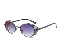 HYHJYMG Lunettes de soleil ovales punk femmes hommes rondes steampunk rétro lunettes uv400, C4., Taille unique