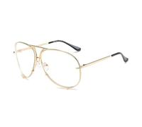 HYHJYMG Lunettes de soleil surdimensionnées pour femme - Miroir de luxe en métal - Nuances de mode UV400, Doré/transparent, Taille unique