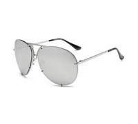 HYHJYMG Lunettes de soleil surdimensionnées pour femme - Miroir de luxe en métal - Nuances de mode UV400, Argenté., Taille unique