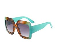 HYHJYMG Lunettes de soleil surdimensionnées pour femme - Mode dégradée - Léopard - Uv400 - Pour sports de plein air, Motif léopard bleu., Taille unique