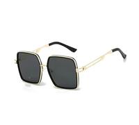 HYHJYMG Lunettes de soleil vintage à double monture dorée et verte, verres ambrés, tendance et de luxe, Noir , Taille unique
