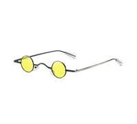 HYHJYMG Lunettes de soleil vintage rock punk homme classique petites lunettes de soleil rondes femmes large pont cadre en métal noir conduite, C3 Noir-Jaune, Taille unique