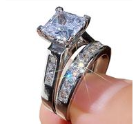 HYHJYMG Luxury 925 argent sterling aaa cubic zirconia exagéré ramine en strass de ramine ensemble ring