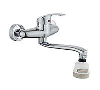 HYHJYMG Mont à Montage Mural robinets de Cuisine, cuivre pour lavabo à lavabo de Cuisine, Rotatif Chaud et Froid, Chrome Commercial b