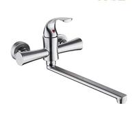 HYHJYMG Mont Mural robinets de Cuisine, pour lavabos de Cuisine, lavabo à Linge, 304 buse Rotatif en Acier Inoxydable Chaud et Froid, brossé Commercial B